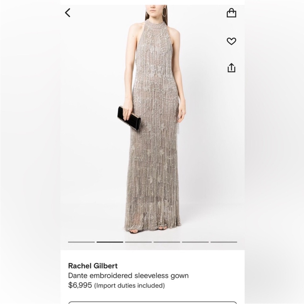$6,995 Rachel Gilbert Dante Crystal Embellished Fringed Gown - Picture 4 of 13
